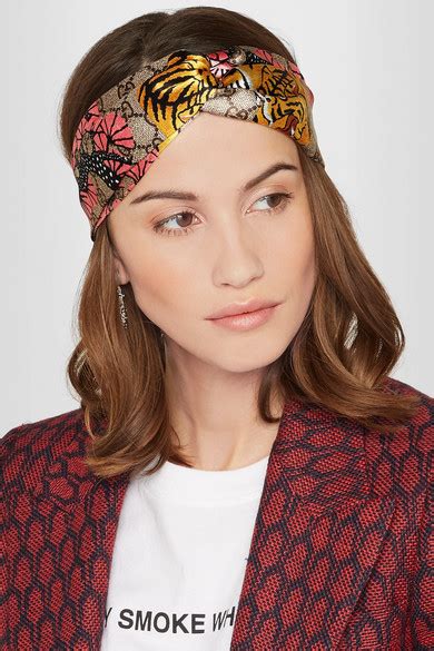 gucci twisted printed silk satin headband|Roi soleil print silk headband .